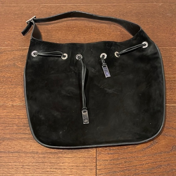 Vintage GUCCI Black Leather Suede Hobo Bucket Shoulder Bag - Picture 1 of 9